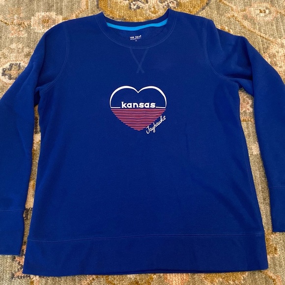 Kansas Jayhawks Tek Gear Sweatshirt Womens Color Blue Size XL - Picture 1 of 5